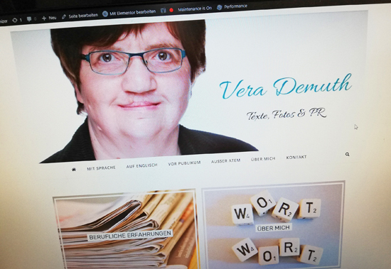 Ausschnitt einer Website, Weiterbildung